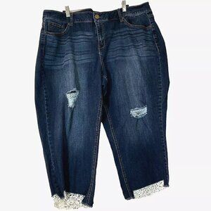 Lane Bryant Lace Trim Girlfriend Crop Jean plus size 20 NWT